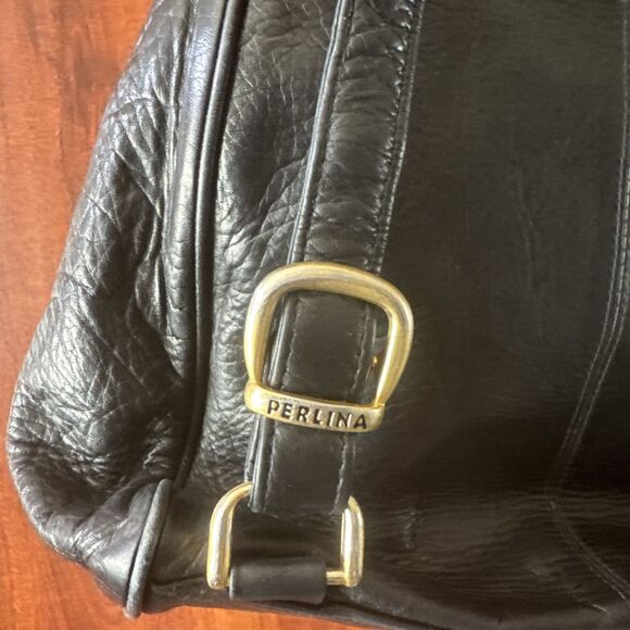 Genuine Black Leather Perlina New York Sling Backpack - - Picture 6 of 10
